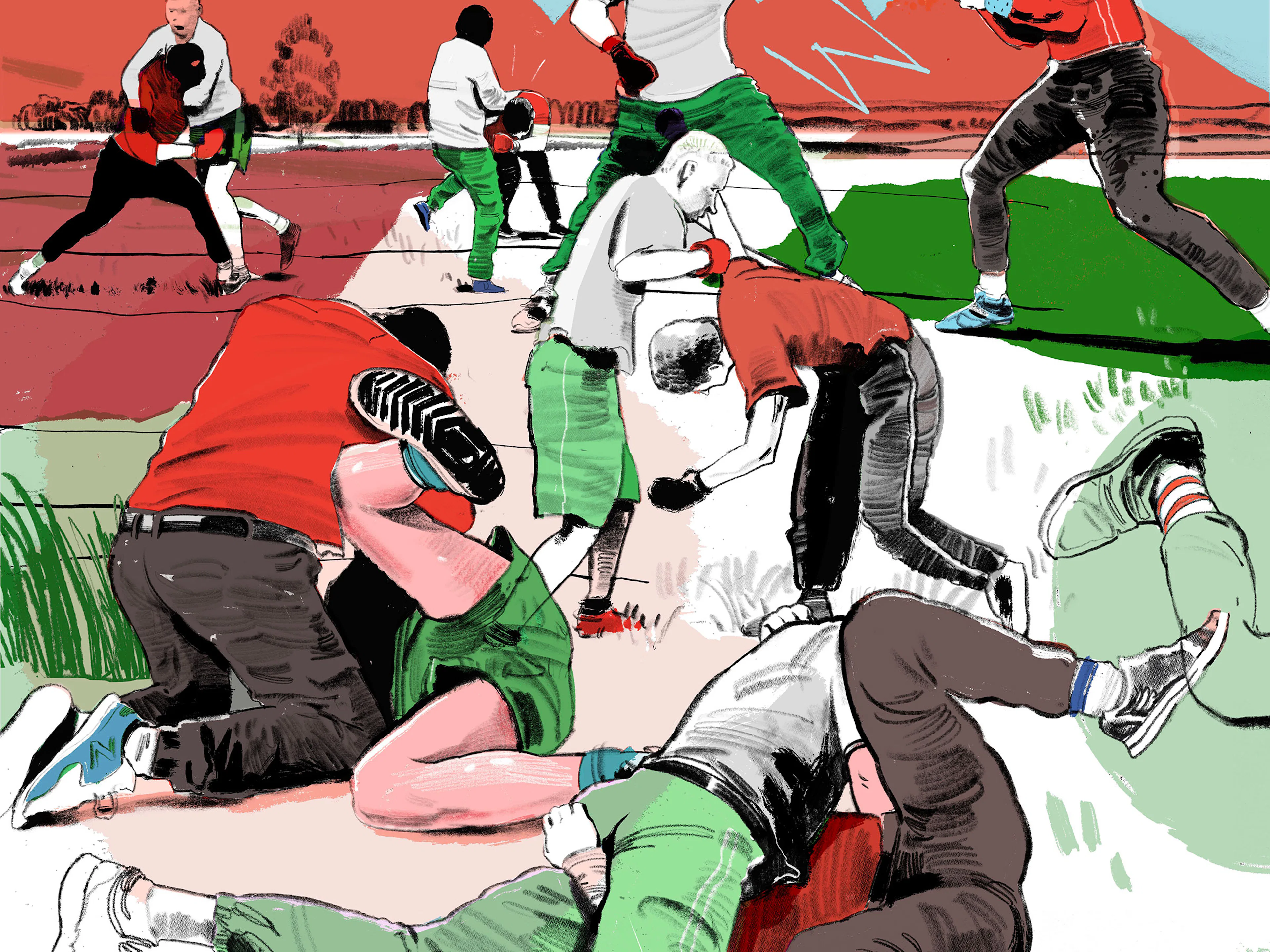 Dritte Halbzeit am Acker Junge Männer prügeln sich freiwillig im Namen des Fußballs